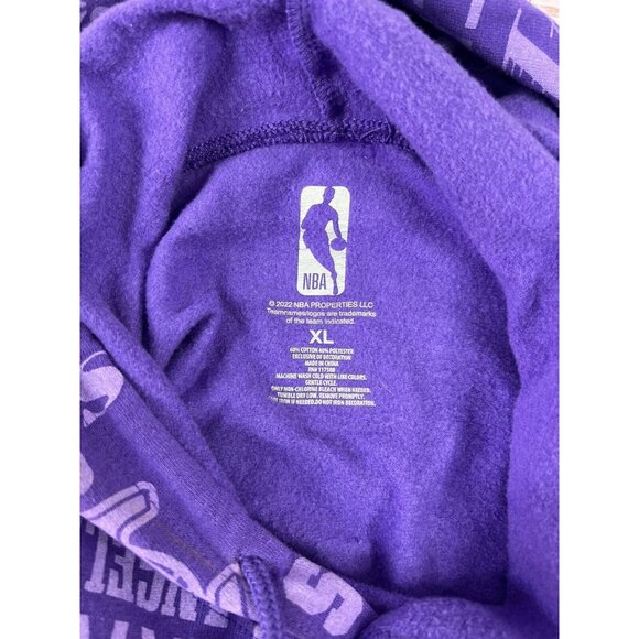 Los Angeles Lakers Purple Allover Logo Hoodie & Wide Leg Sweatpants Fit L-XL - Picture 10 of 16